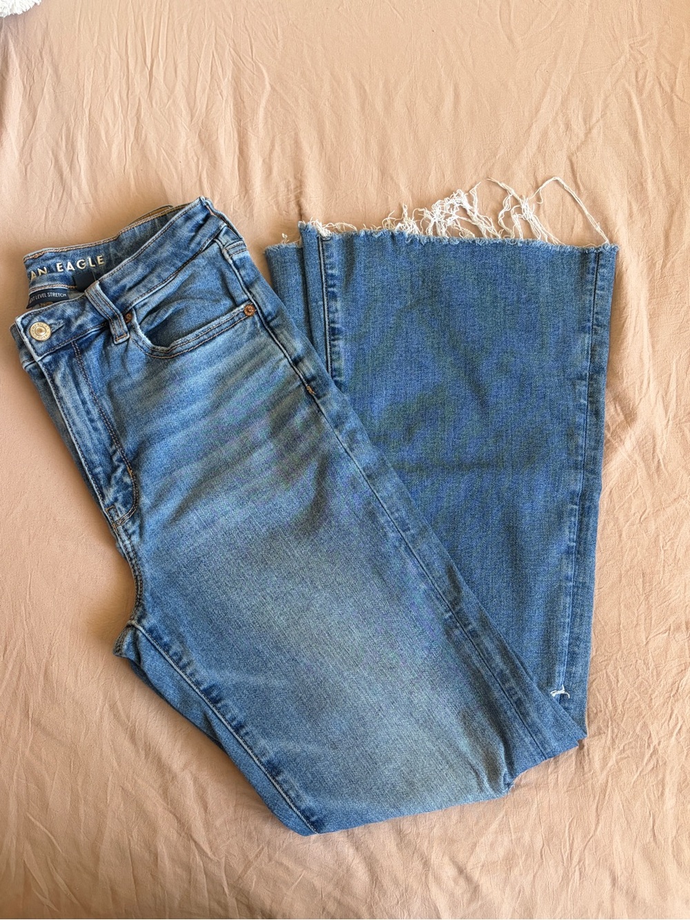 American Eagle Outfitters Women's Flare Leg Jeans — Medium Blue Denim